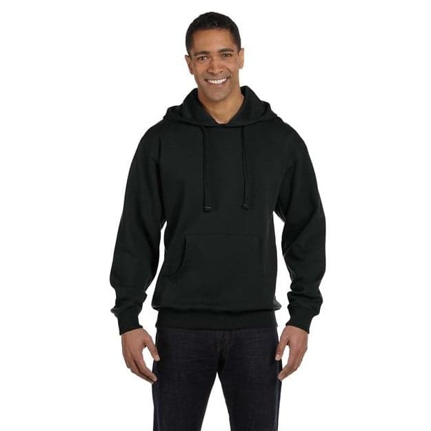 Plain black unisex heritage hooded sweatshirt, front view