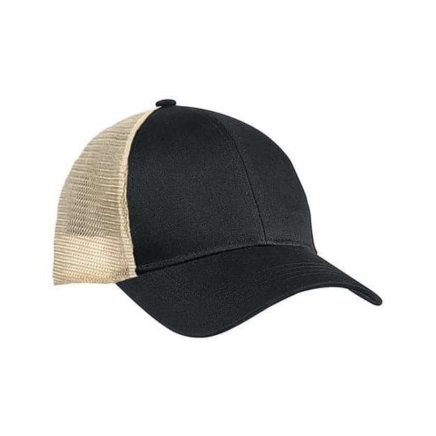 Plain black/ white eco trucker cap, front view