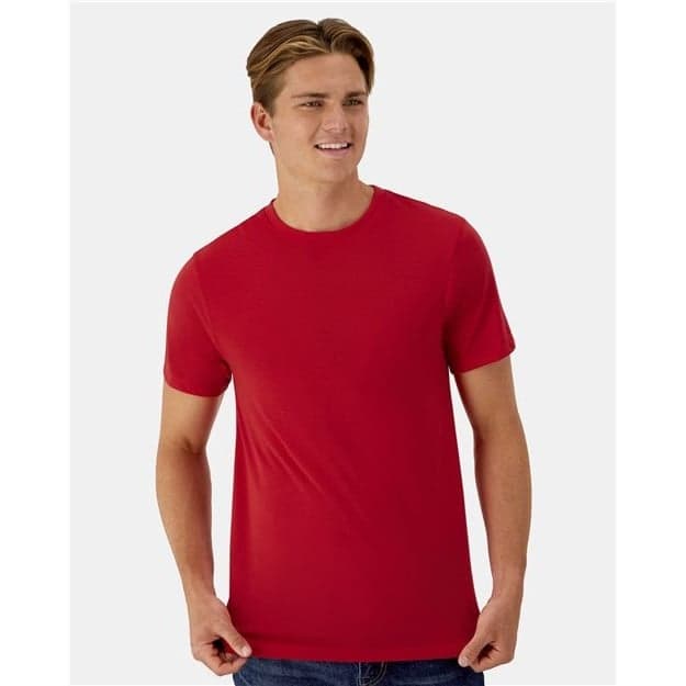 Plain athletic red unisex cotton touch t-shirt, front view