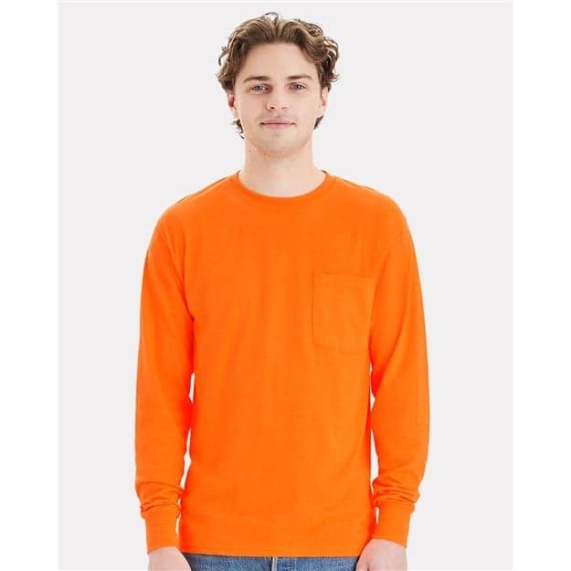 Custom Work Shirts with Logo, Long Sleeve Pocket Tee