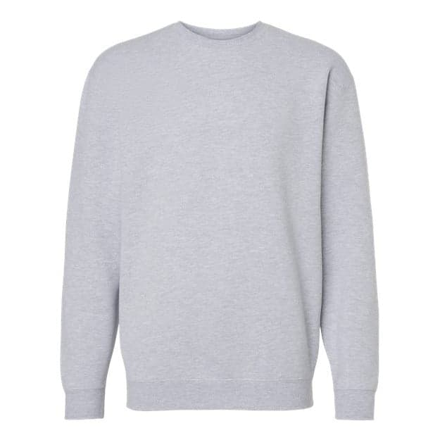 Plain grey heather unisex heavyweight crewneck sweatshirt, front view