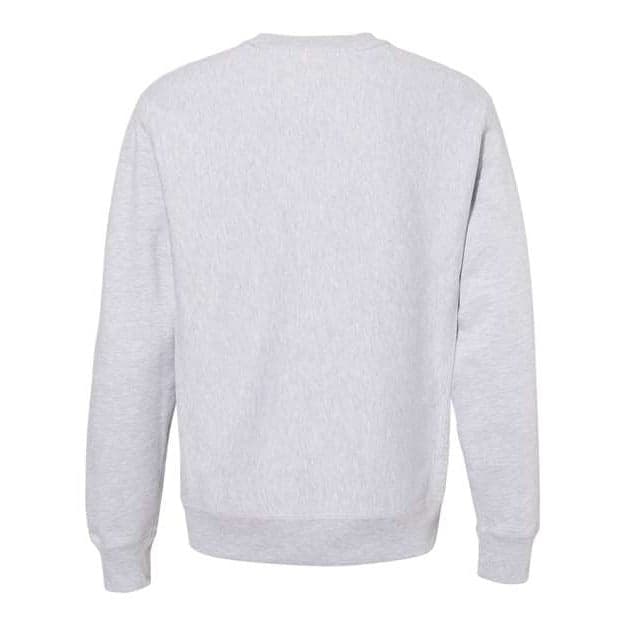 Plain grey heather unisex legend premium heavyweight cross-grain crewneck sweatshirt, front view