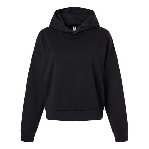 Plain black women's california wave wash sunday hooded sweatshirt, front view