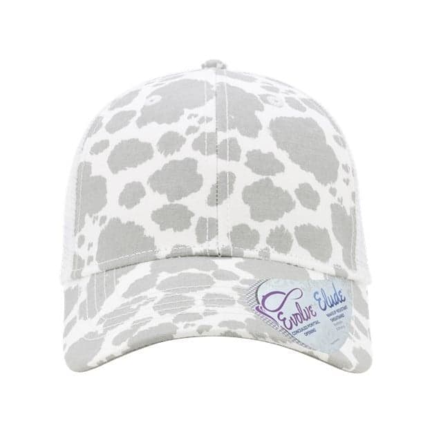 Plain white/ white women's modern trucker cap, front view
