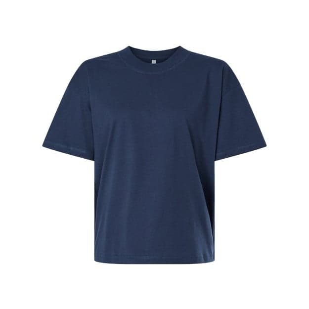 Plain denim relaxed crew tee, front view