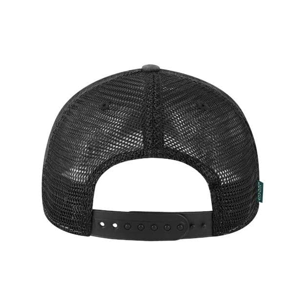 Plain black/ black old favorite trucker cap, front view