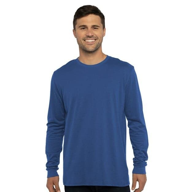 Plain royal unisex sueded long sleeve t-shirt, front view