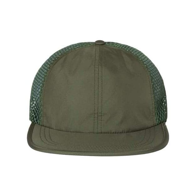 Plain khaki rogue wide set mesh cap, front view