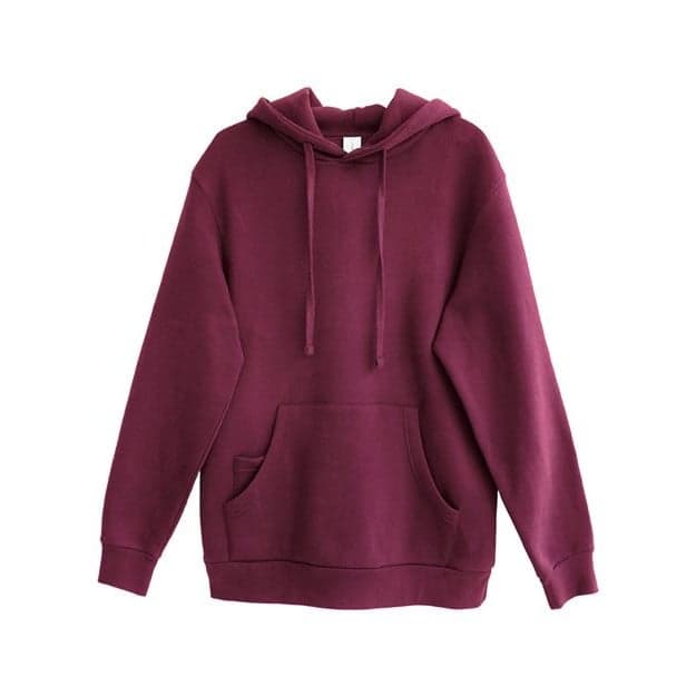 Plain maroon unisex epic fleece pullover hooded sweatshirt, front view