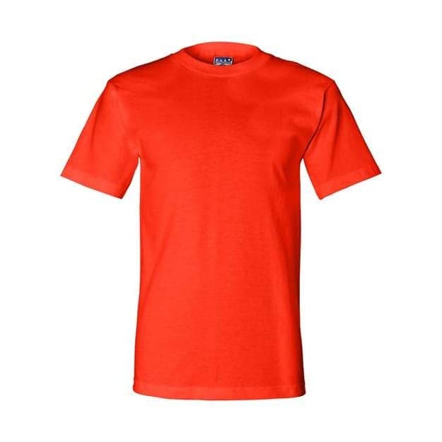 Plain red unisex union-made t-shirt, front view