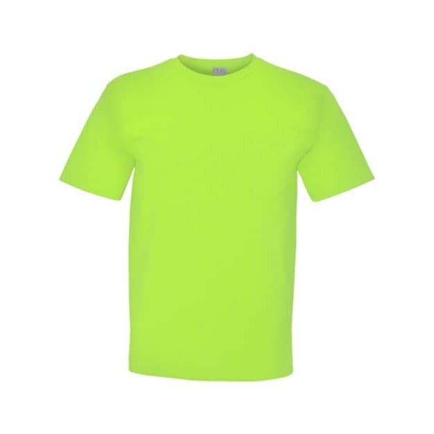 Plain lime green unisex usa-made midweight pocket t-shirt, front view