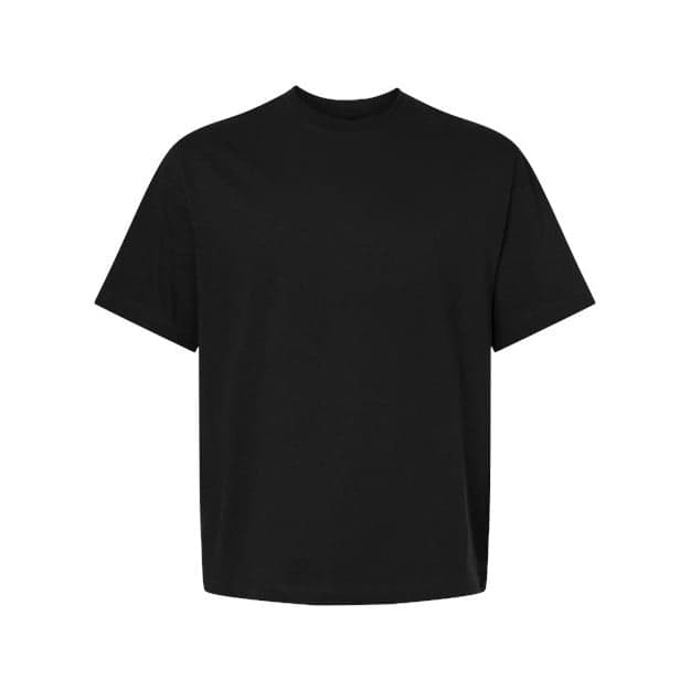 Plain black retro street t-shirt, front view