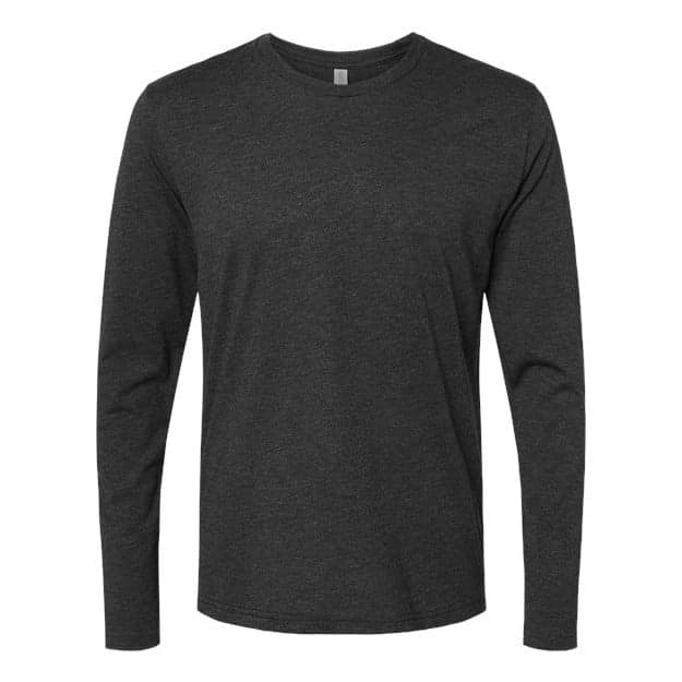 Plain vintage black men's triblend long sleeve t-shirt, front view