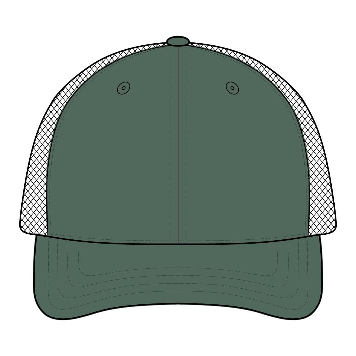 Plain army camo/ black printed trucker cap, front view