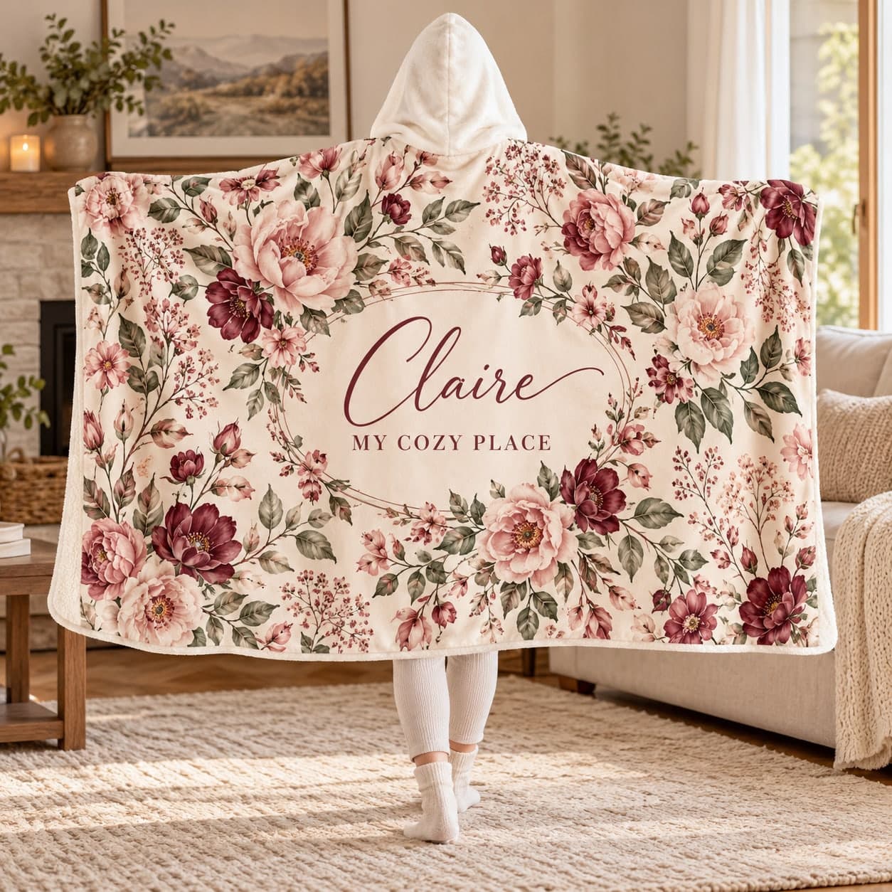 Custom Hooded Snuggle Blanket with Your Photo or Text