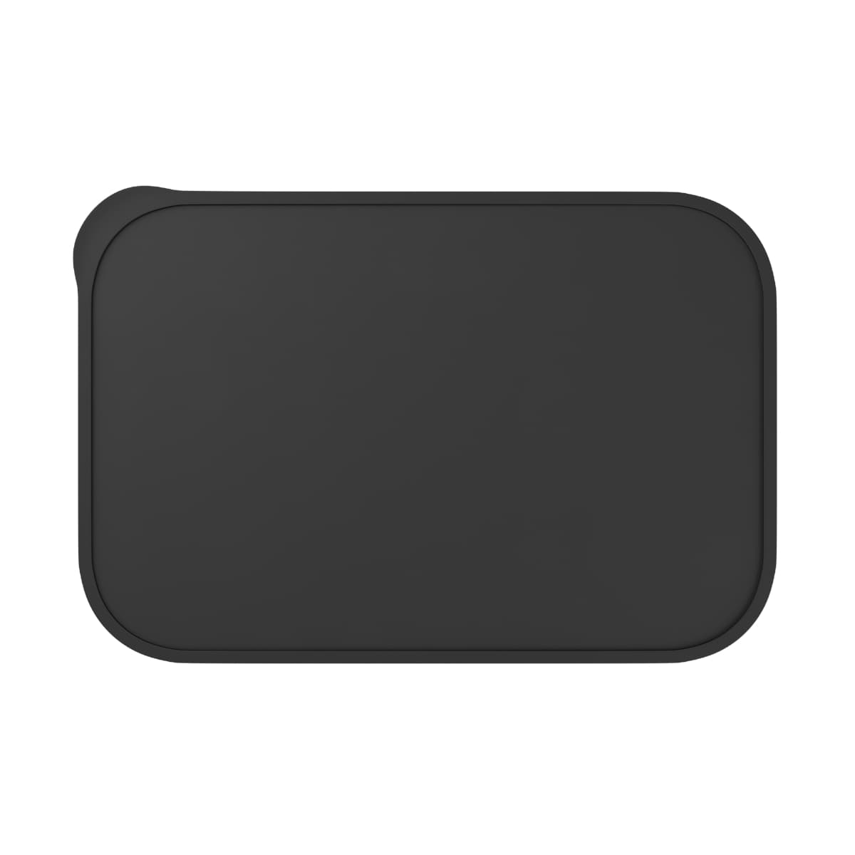 Plain black pla bento box with band and utensils, front view