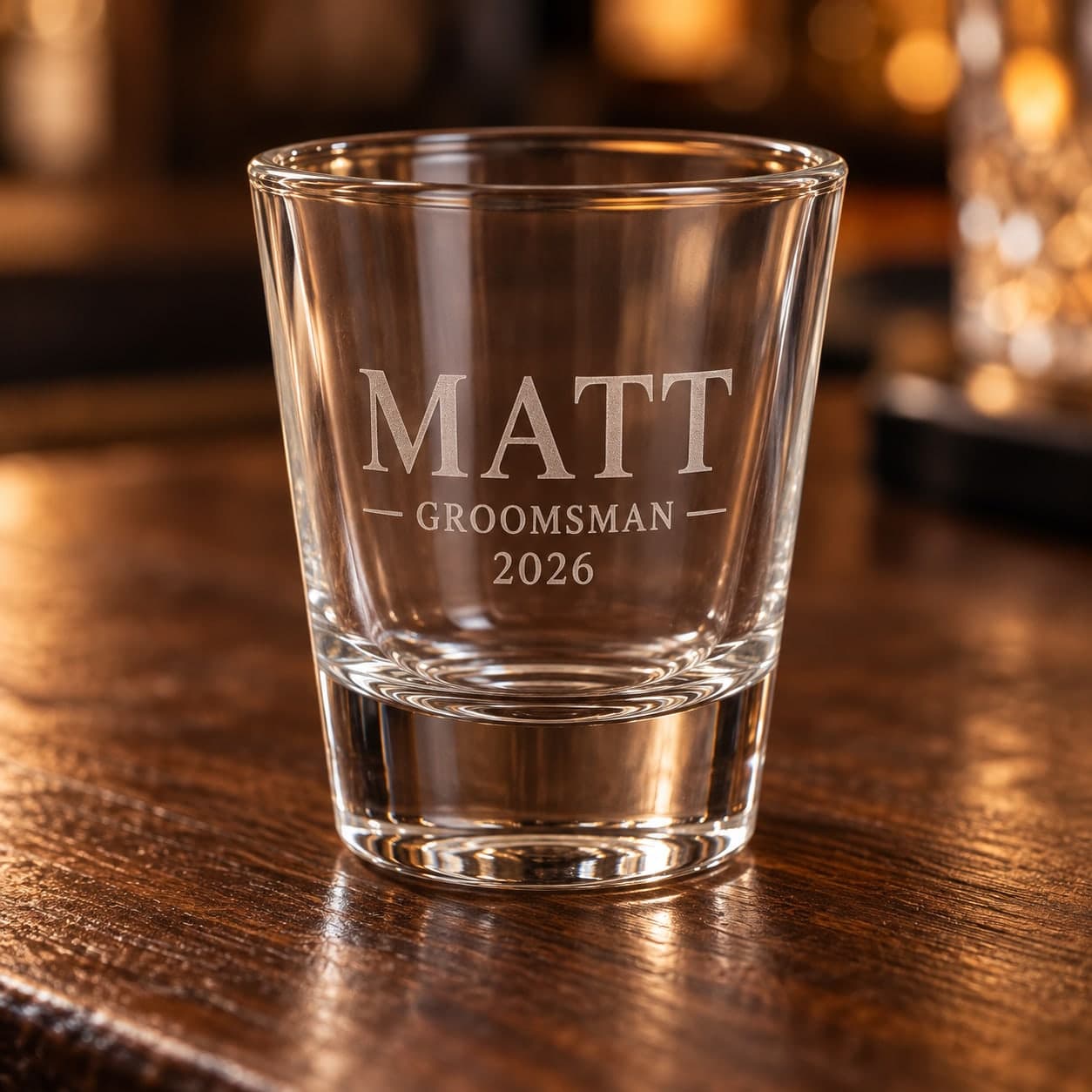 Custom Engraved 1.5 oz Clear Glass Shot Glass with Your Name or Logo