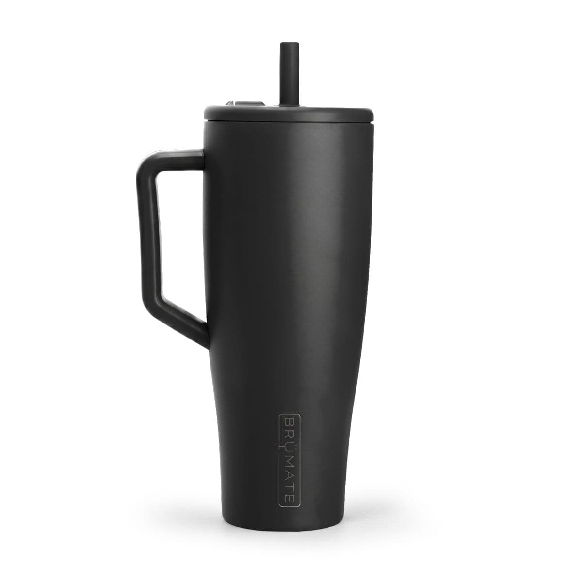 Plain matte black insulated era tumbler with lid, 40oz (engraving), front view