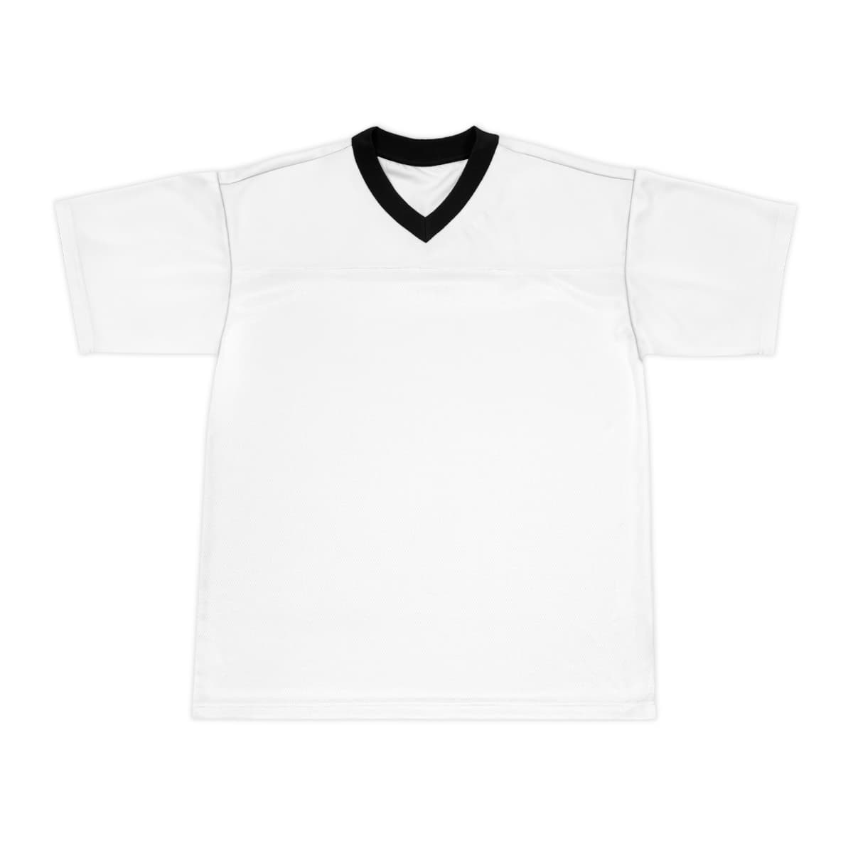 Plain black collar unisex football jersey (aop), front view