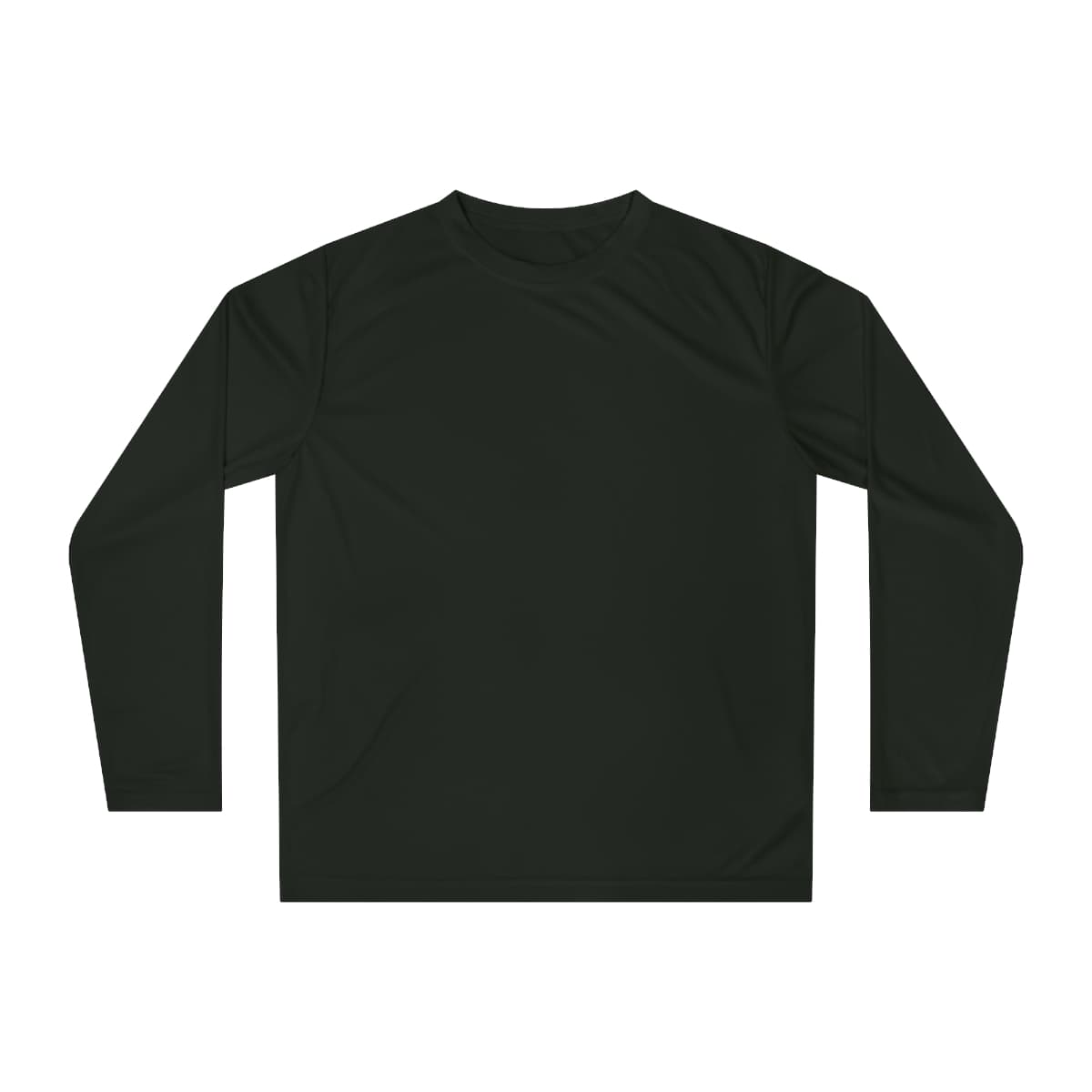 Plain black unisex performance long sleeve shirt, front view