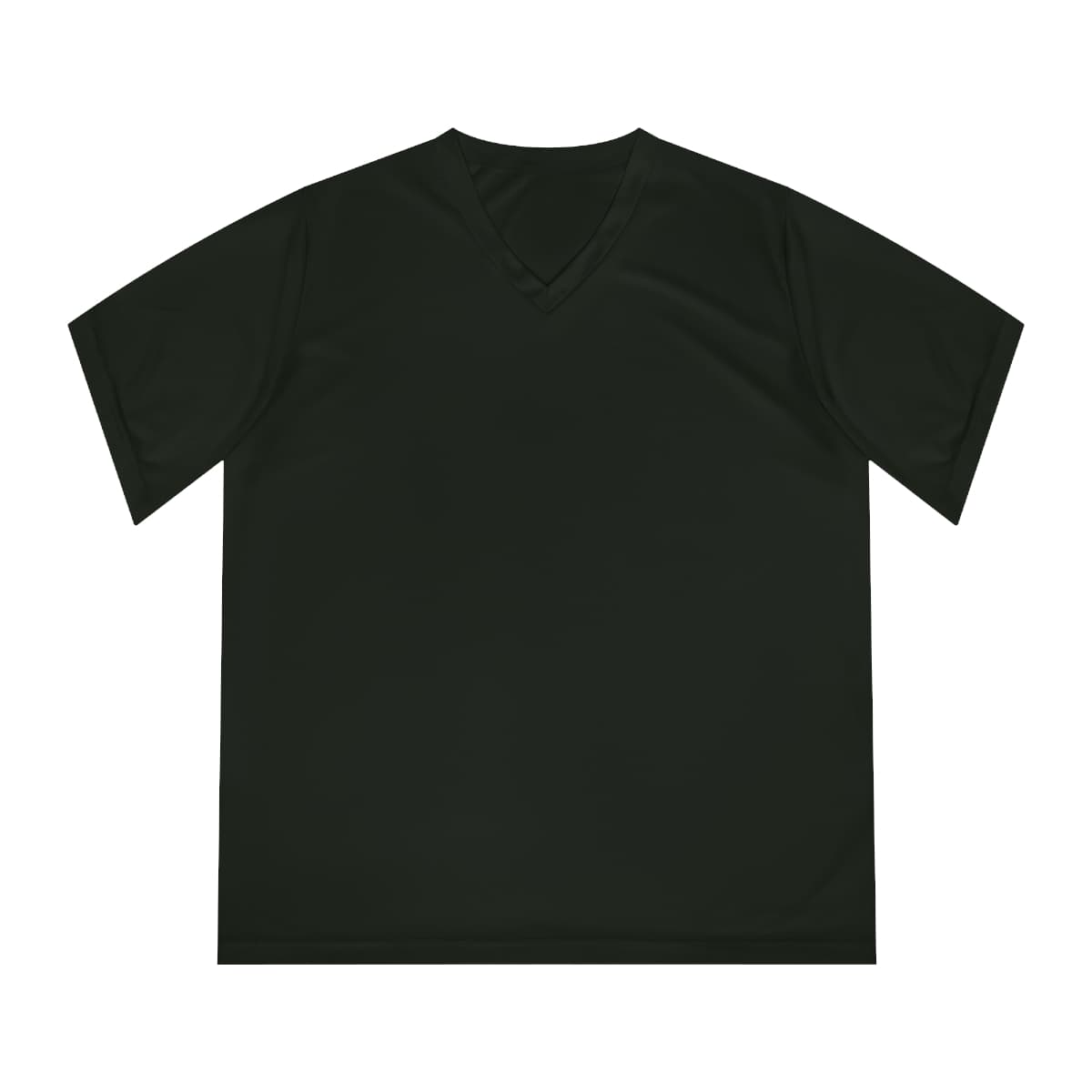 Plain black women's performance v-neck t-shirt, front view