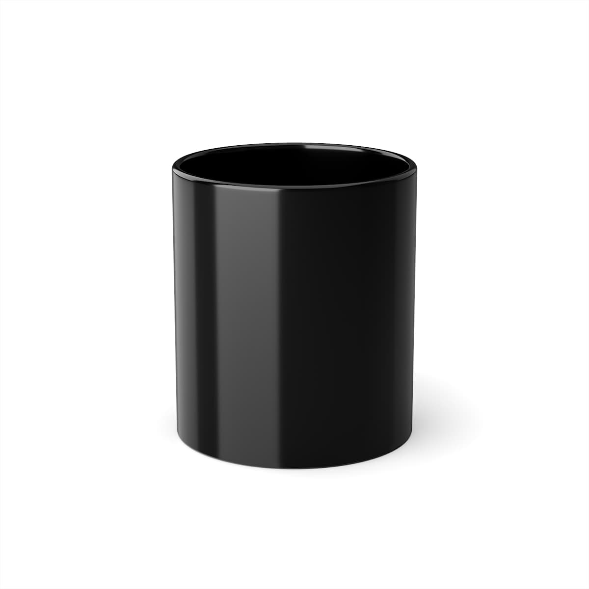 Plain black black coffee cup, 11oz, front view