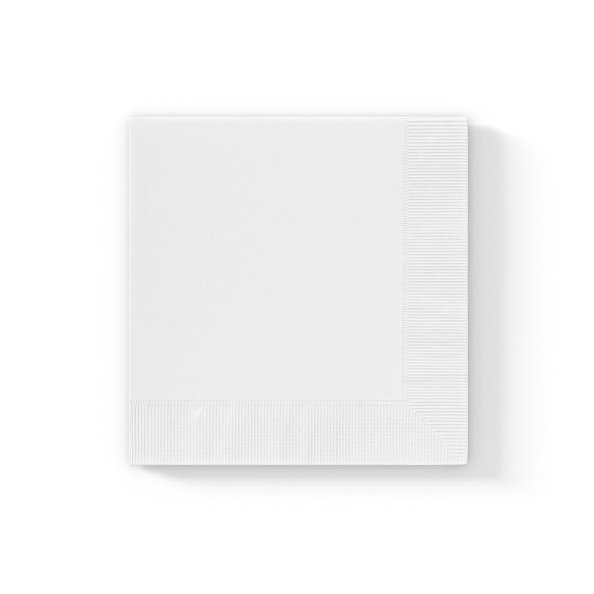 Plain white white coined napkins, front view