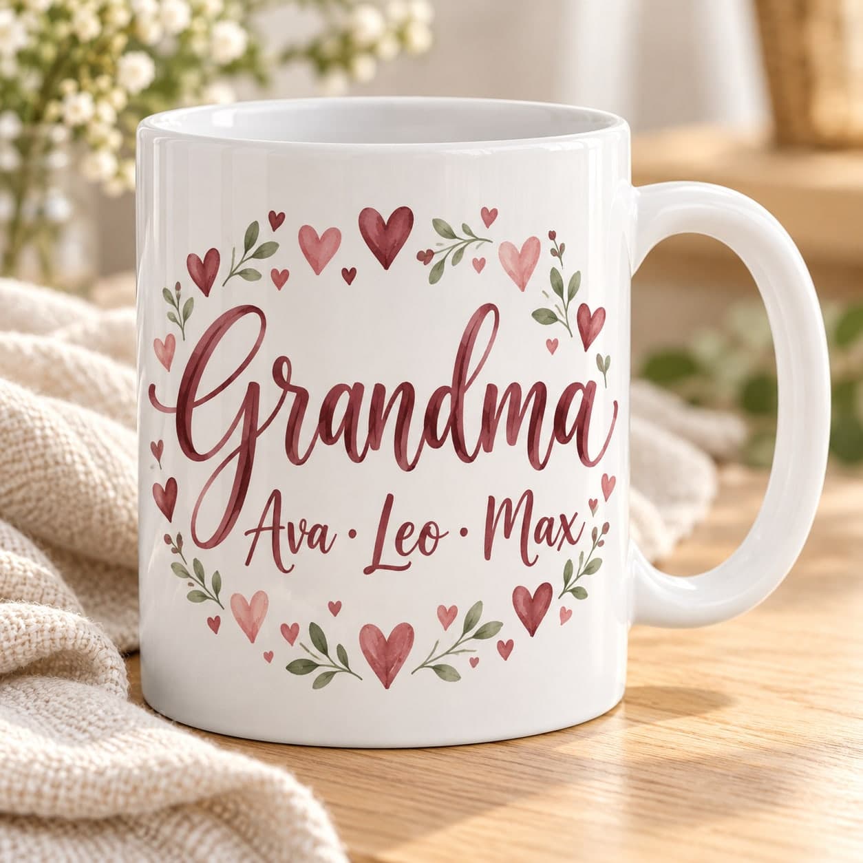 Custom Glossy White Ceramic Coffee Mug with Your Photo or Text