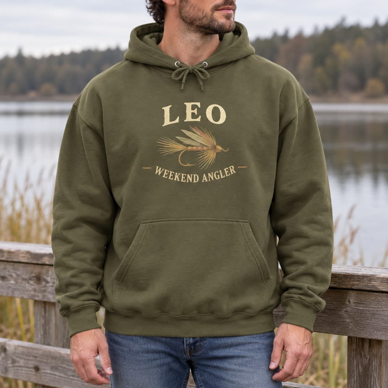 Custom Men's Loose Fit Pouch Pocket Hoodie with Your Photo or Text