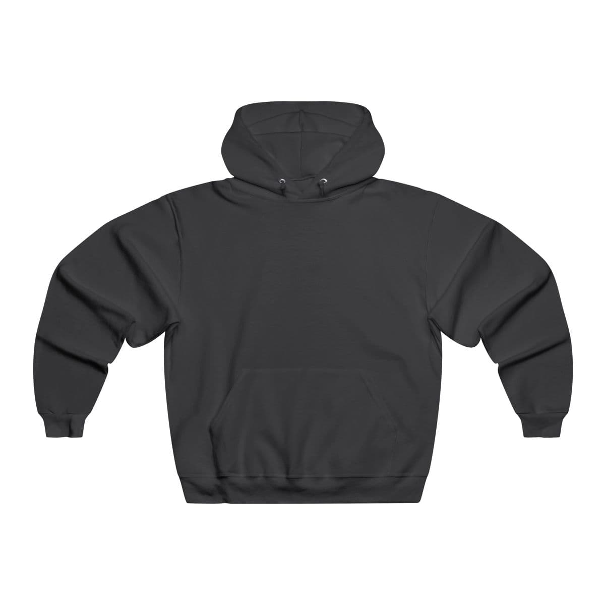 Plain black men's nublend® hooded sweatshirt, front view