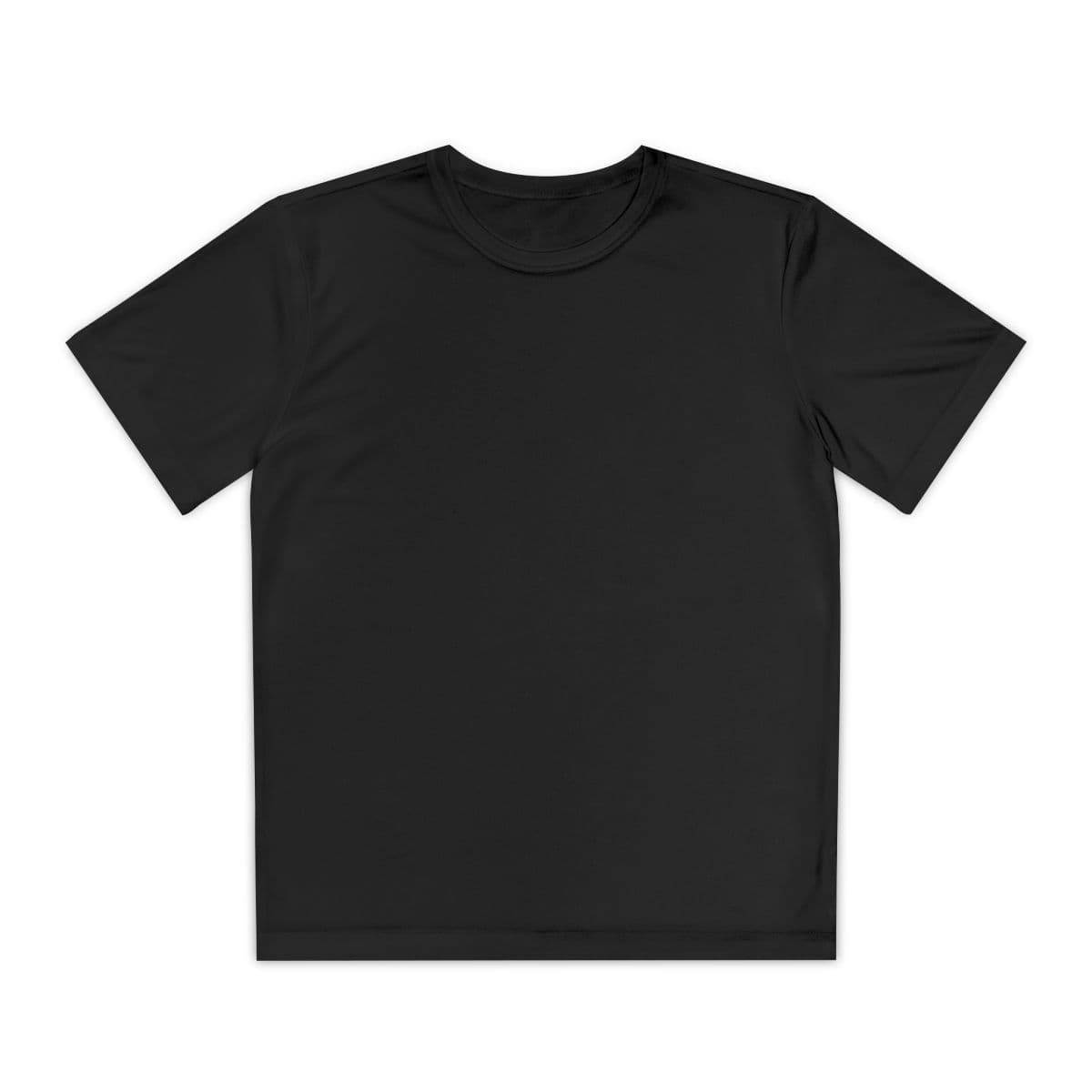 Plain black youth competitor tee, front view