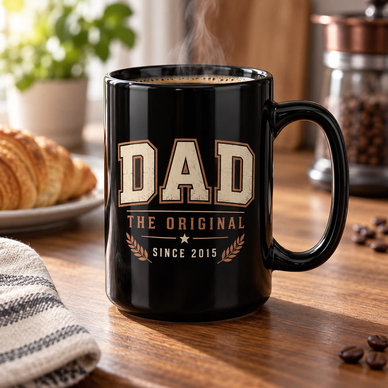 Custom Black Ceramic 15 oz Mug with Your Photo or Text