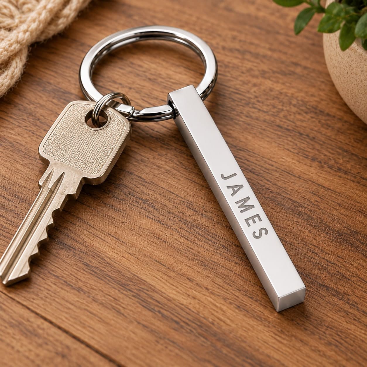 Custom Engraved Rectangle Bar Keychain with Your Name or Logo