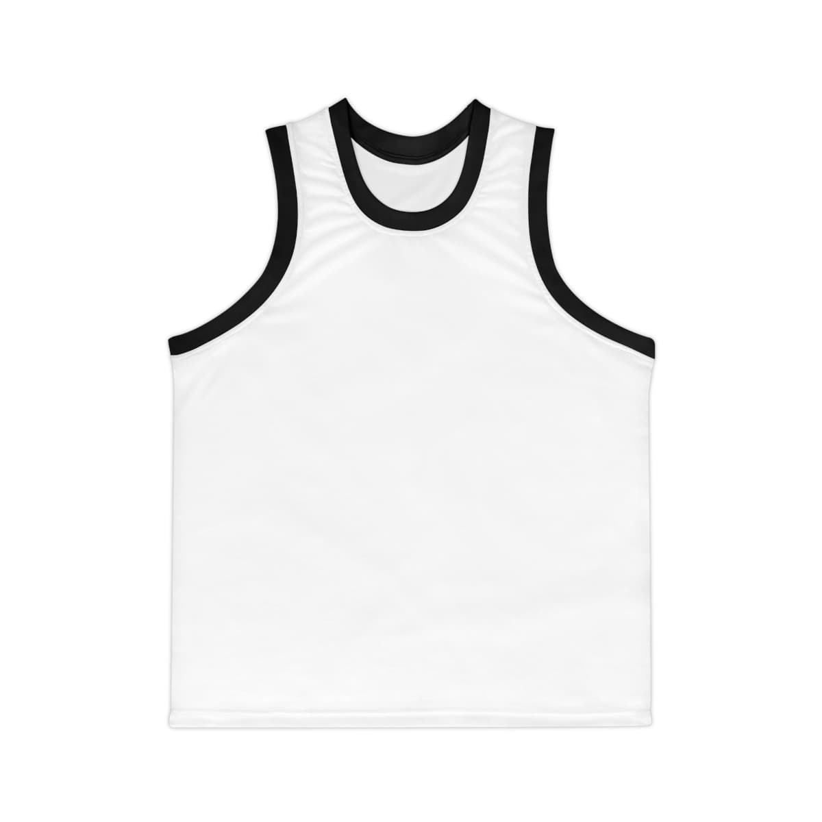 Plain black rib unisex basketball jersey (aop), front view
