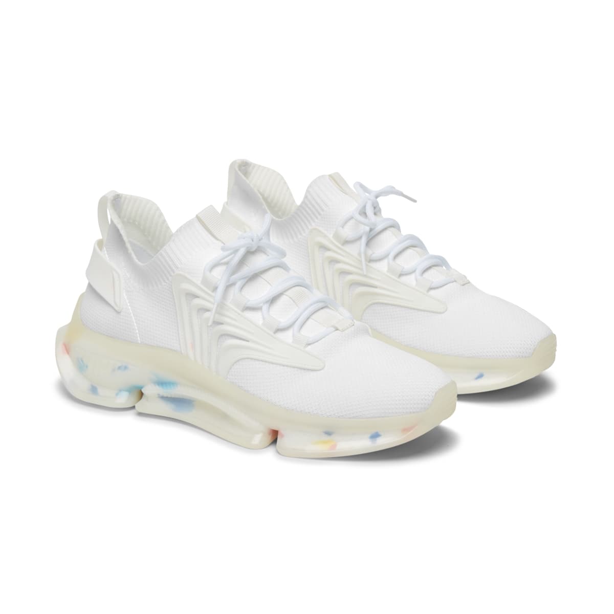 Plain white sole women's mesh sneakers, front view