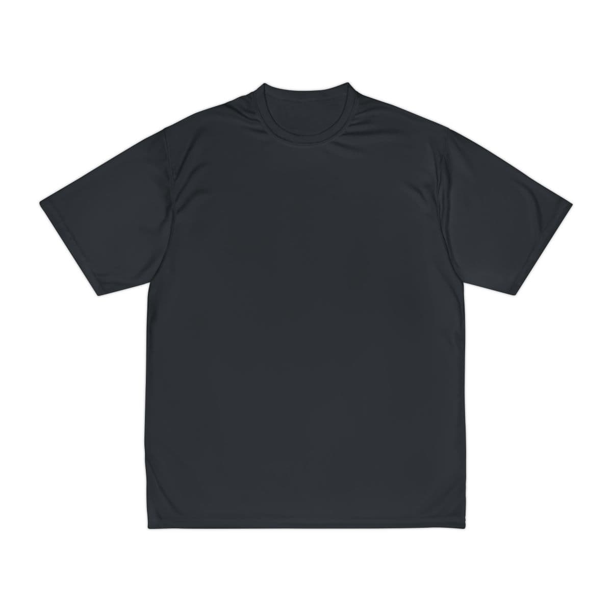 Plain black men's performance t-shirt, front view