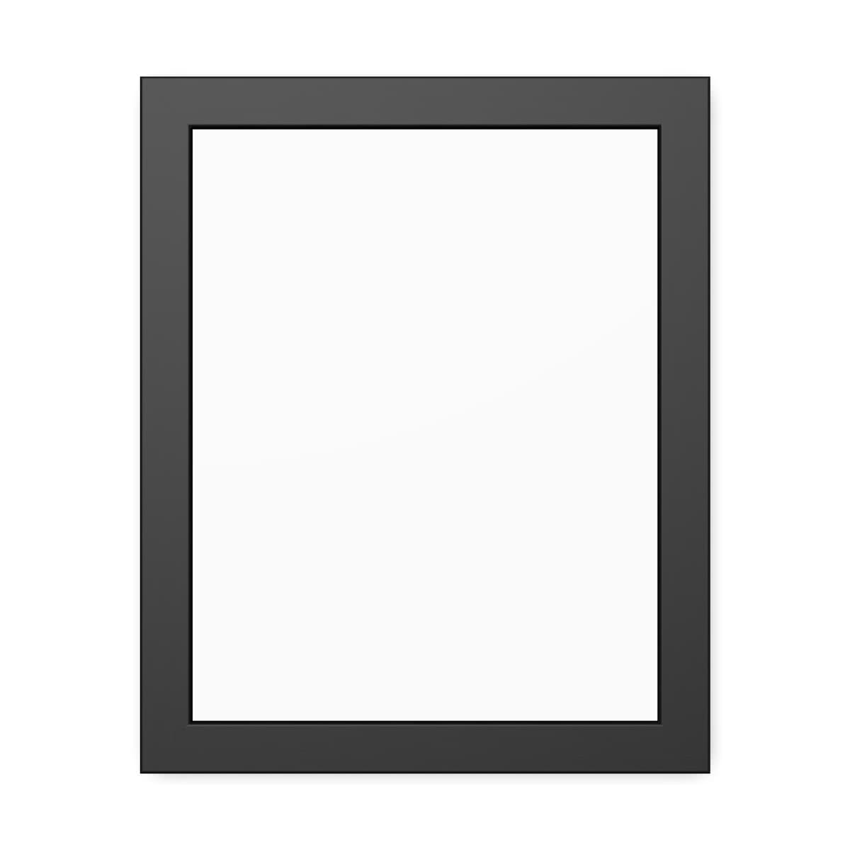 Plain black frame framed paper posters, front view