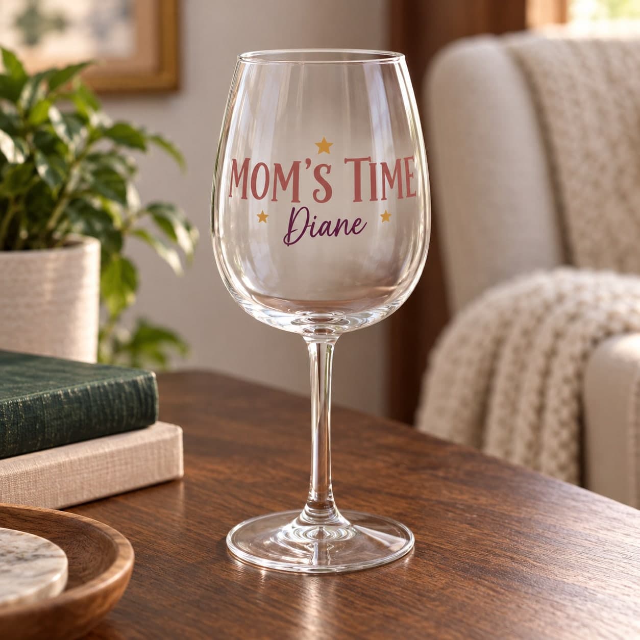 Custom 12 oz Clear Stemware Wine Glass with Your Photo or Text