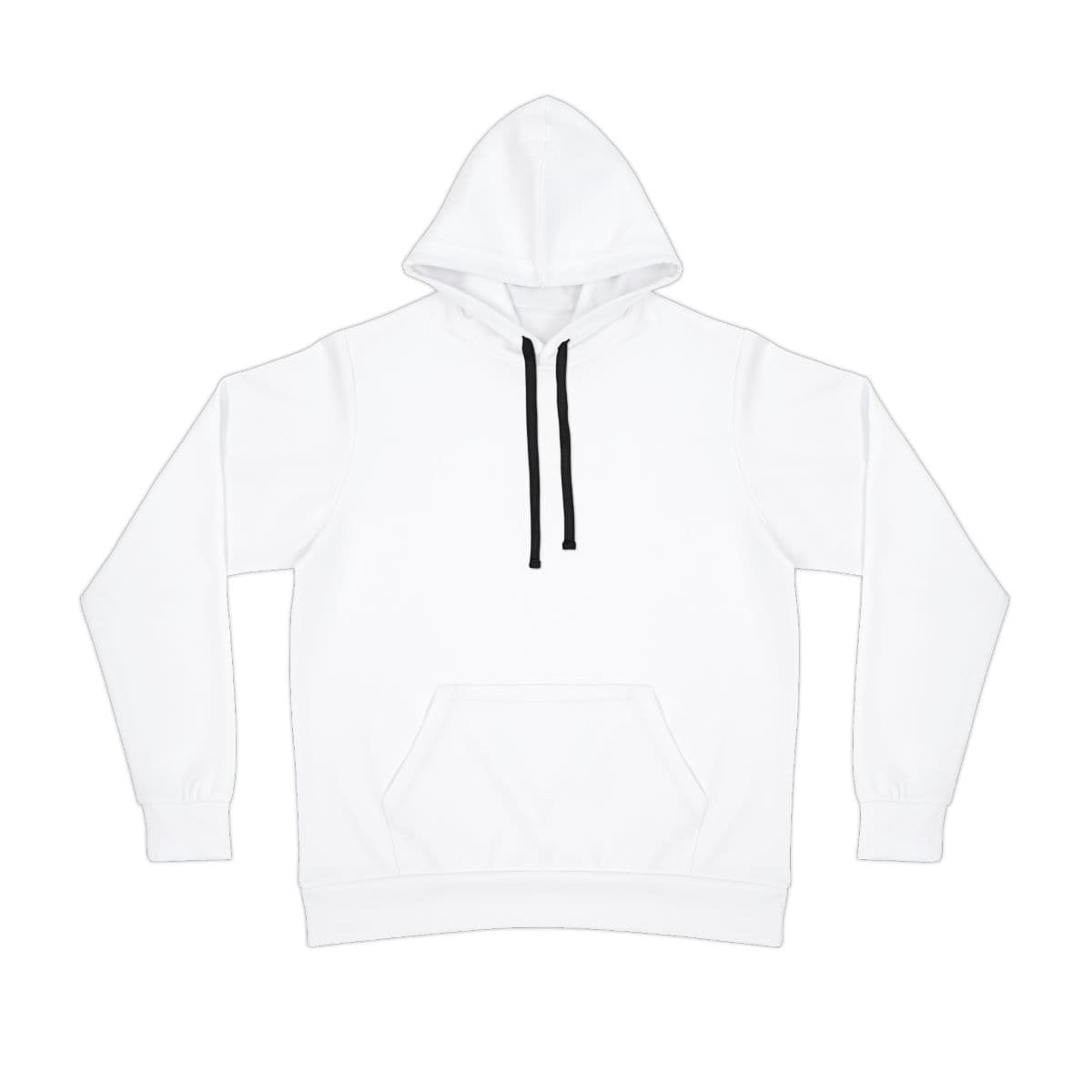 Plain black drawstring athletic hoodie (aop), front view