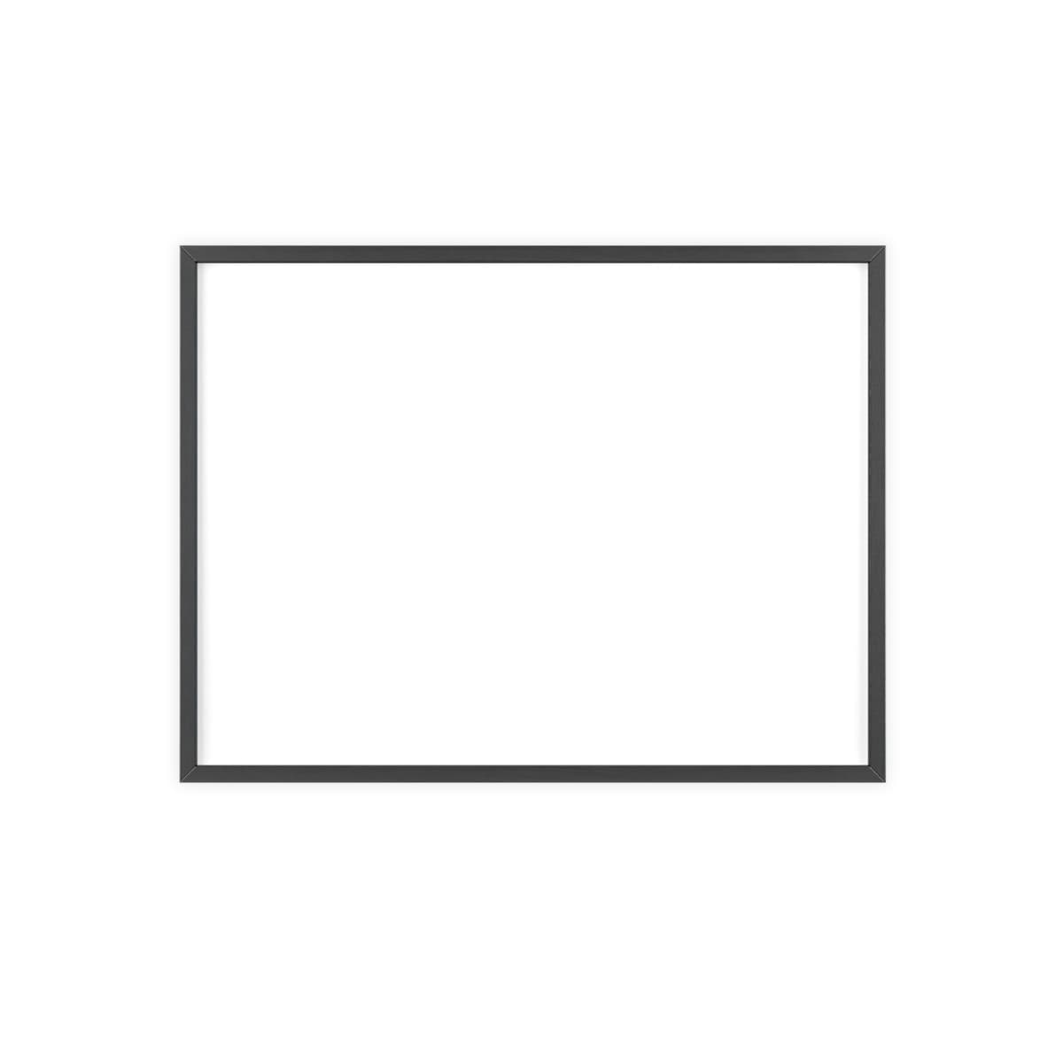 Plain black frame posters with wooden frame, front view