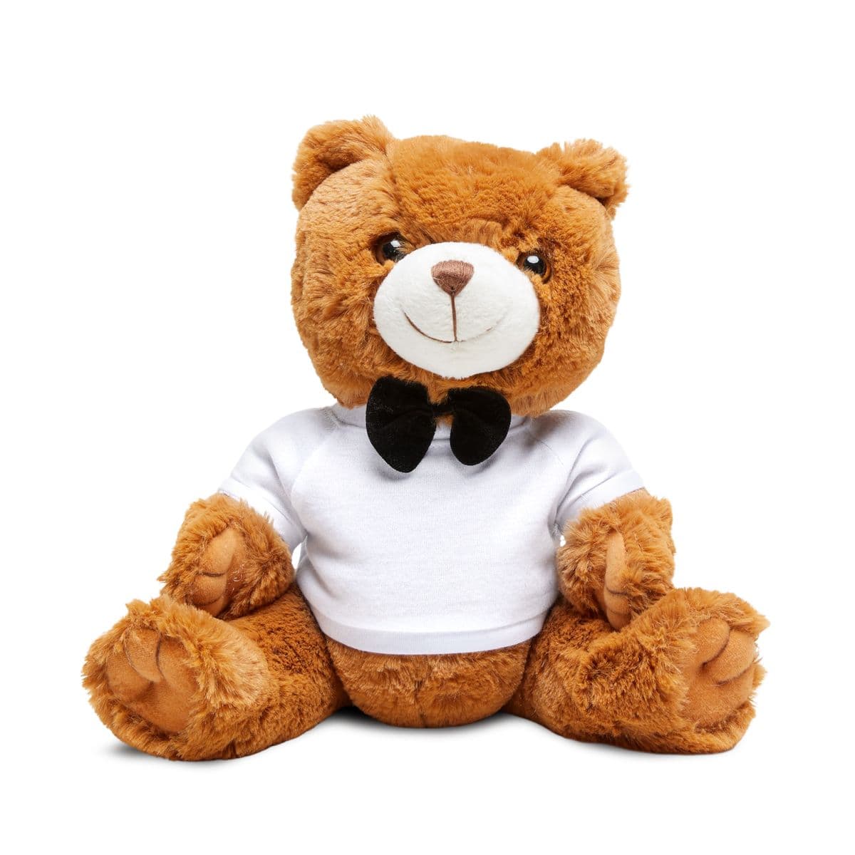 Plain white teddy bear with t-shirt, front view