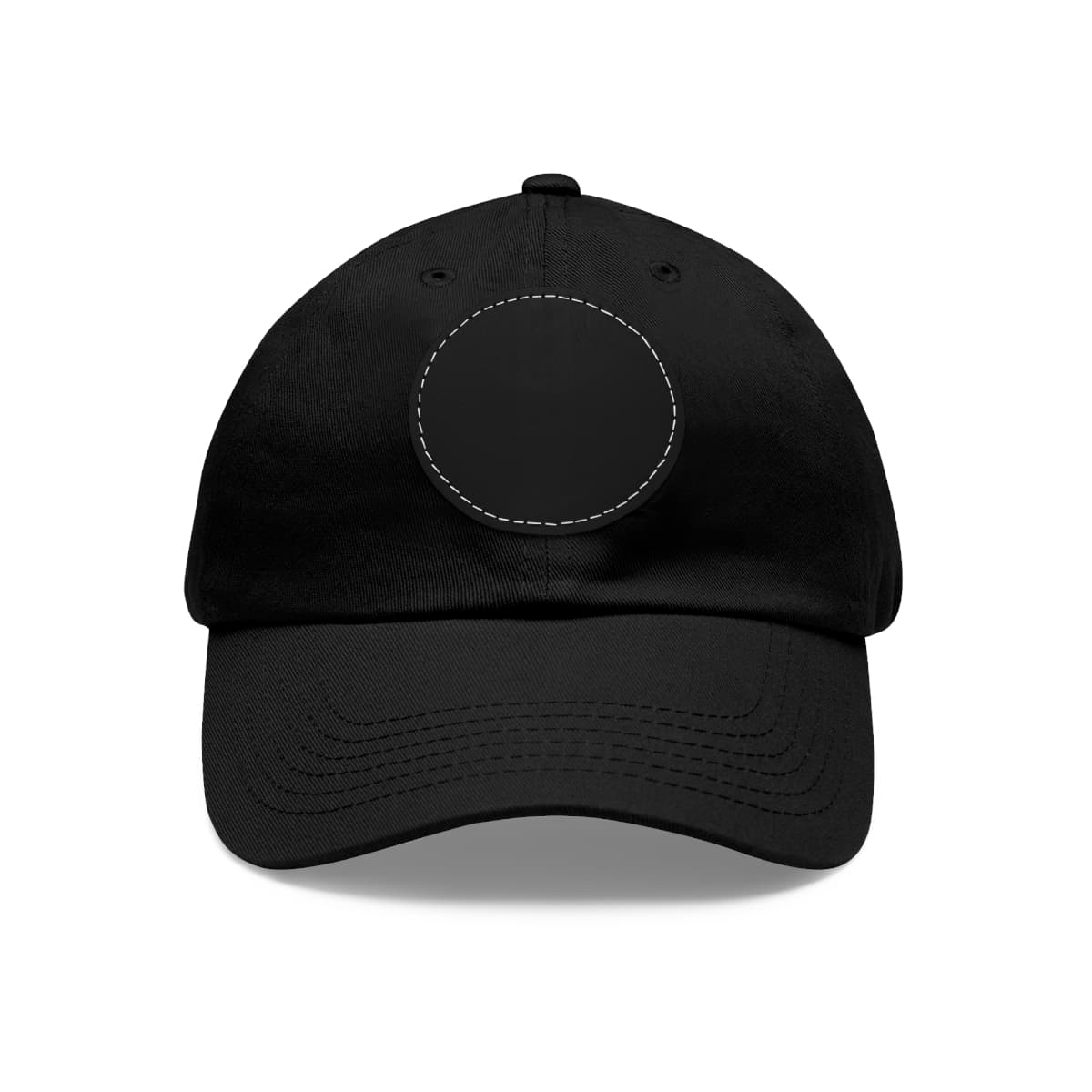 Custom Patch Hat, Dad Cap with Round Leather Patch and Your Logo