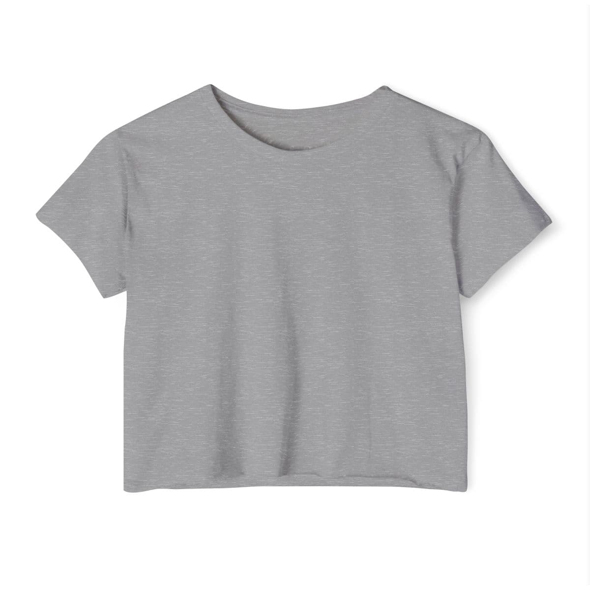 Plain heather grey women's festival crop top, front view