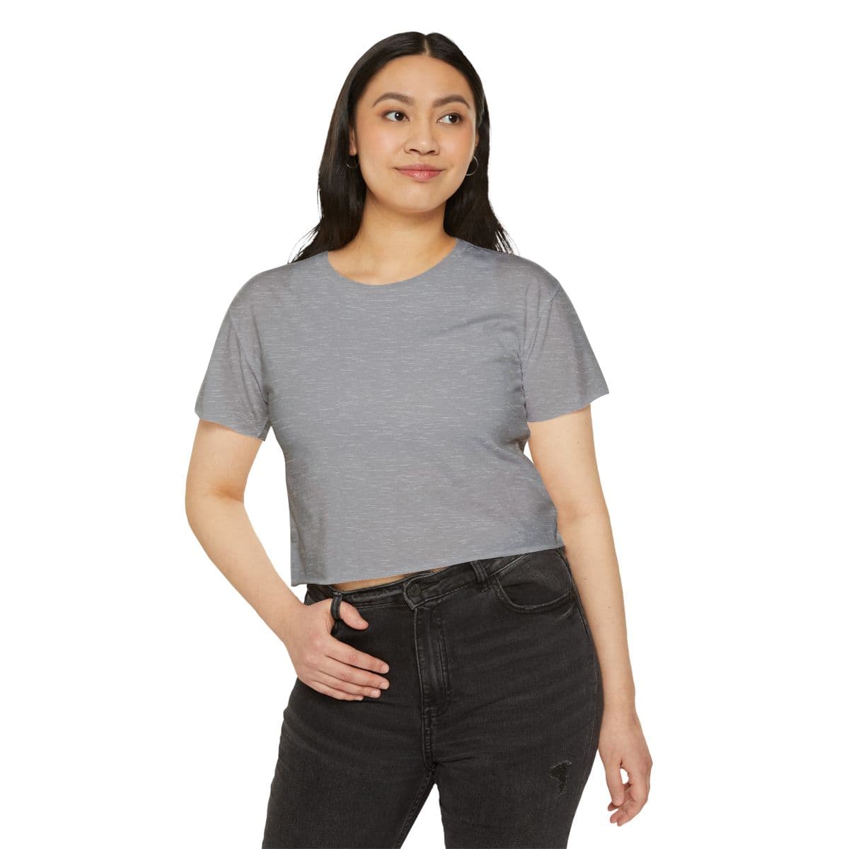 Custom Women's Extra Light Raw Edge Crop Top with Your Photo or Text