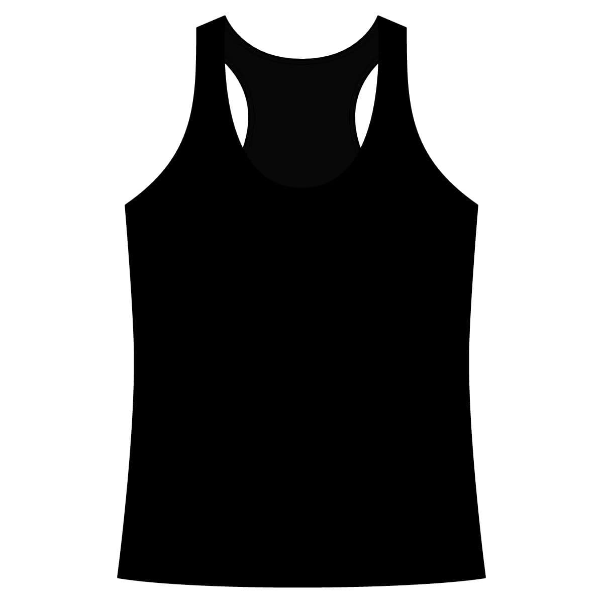 Plain black women's racerback tank, front view