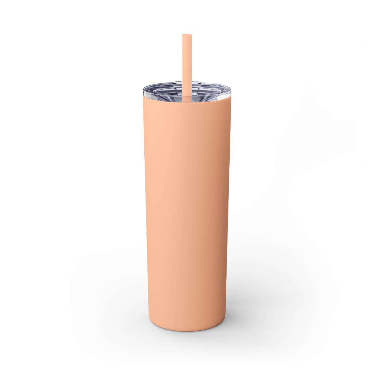 Plain blush skinny tumbler with straw, 20oz, front view