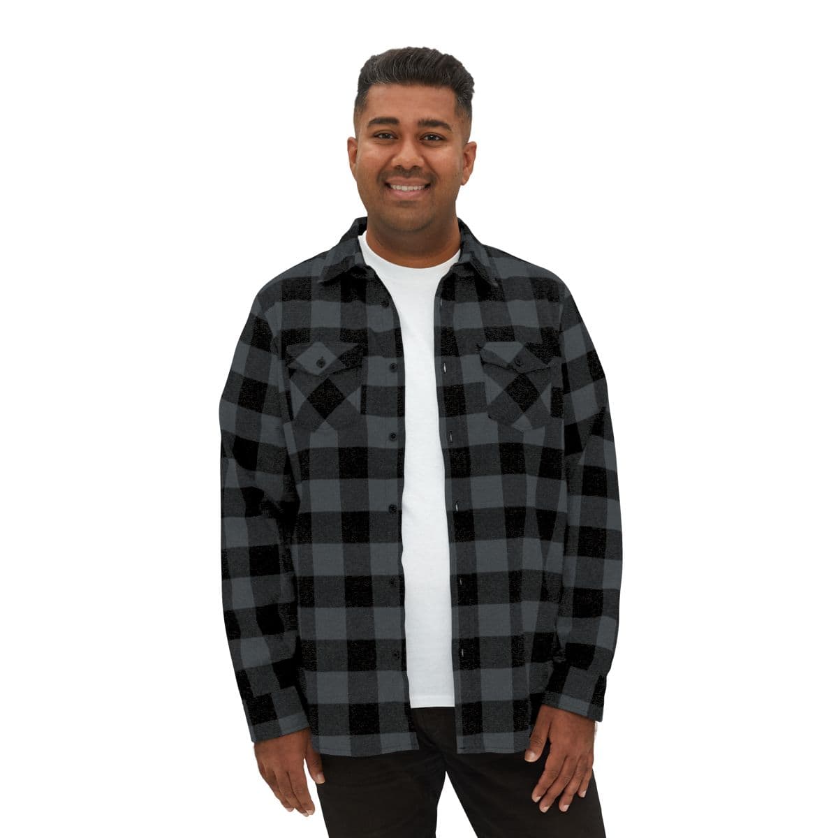 Custom Unisex Flannel Button-Down Shirt with Your Photo or Text