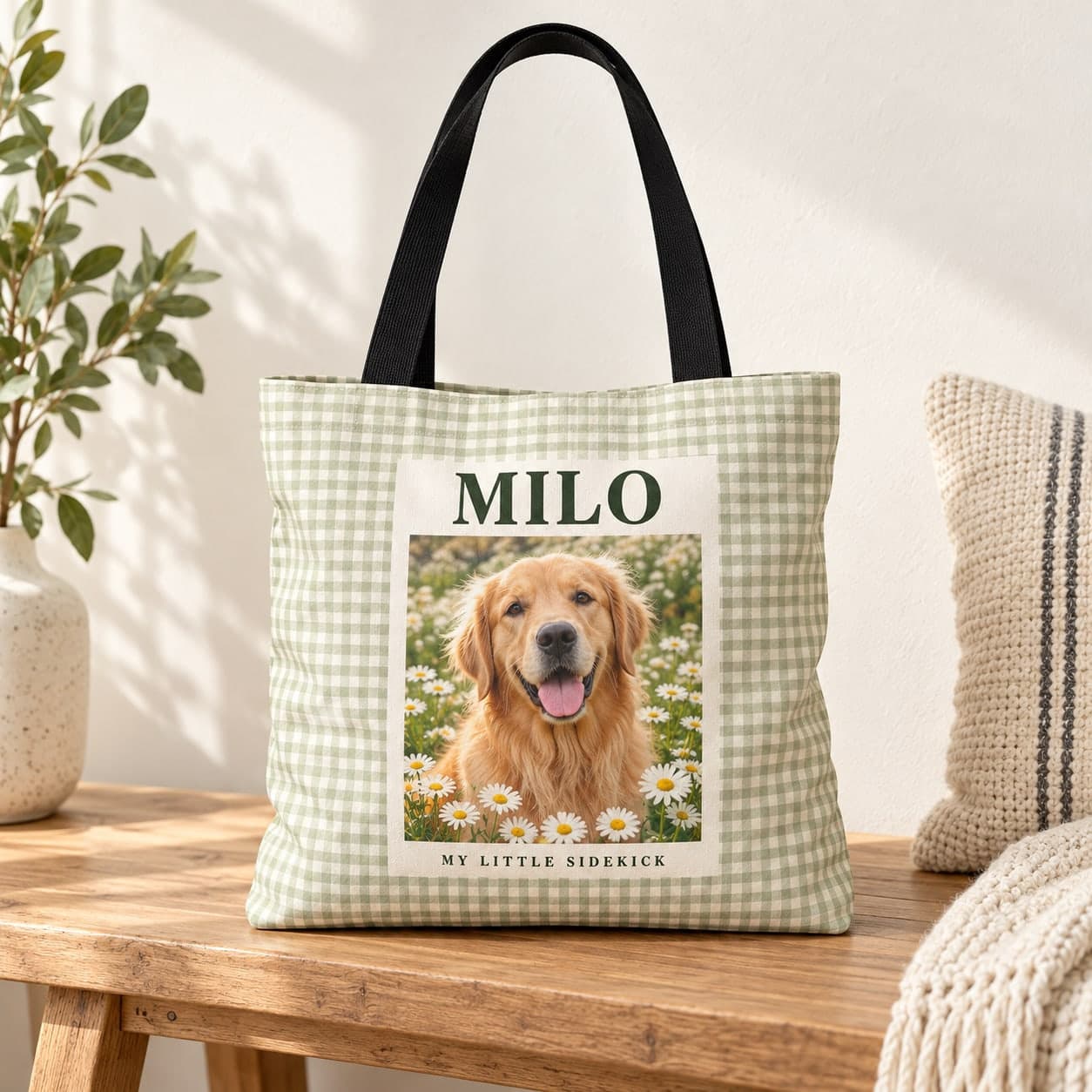 Custom Spun Polyester Tote Bag with Your Photo or Text