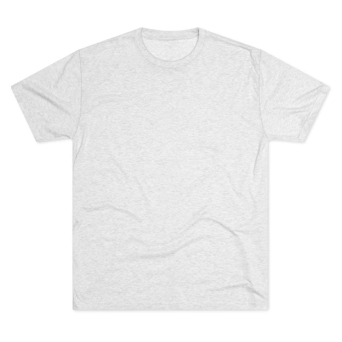 Plain tri-blend heather white unisex tri-blend crew tee, front view