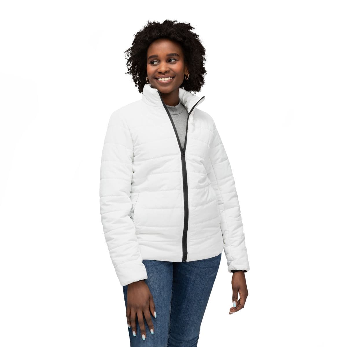 Custom Women's All-Over Print Puffer Jacket with Your Photo or Design